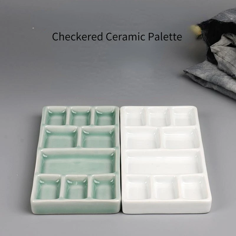 Ceramic Square Palette Multi-grid Watercolor Oil Paint Tray Adult Beginner Portable Art Supplies Jingdezhen Firing
