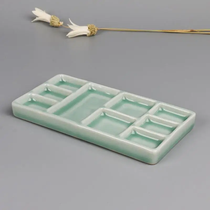 Ceramic Square Palette Multi-grid Watercolor Oil Paint Tray Adult Beginner Portable Art Supplies Jingdezhen Firing
