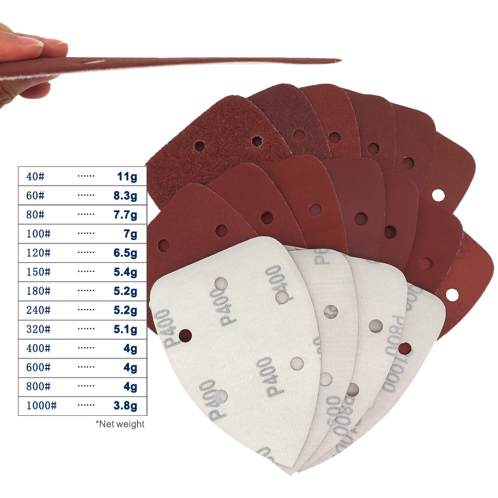 20pcs Self-adhesive Sandpaper Triangle 5 Holes Delta SanderHook Loop Sandpaper Disc Abrasive Tools For Polishing Grit 40-1000