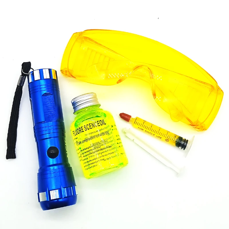 NEW Auto Fluorescent Leak Detection Tool Auto Air Conditioning Repair Tool R134a Refrigerant Gas A/C Leak Test Detector UV Dye