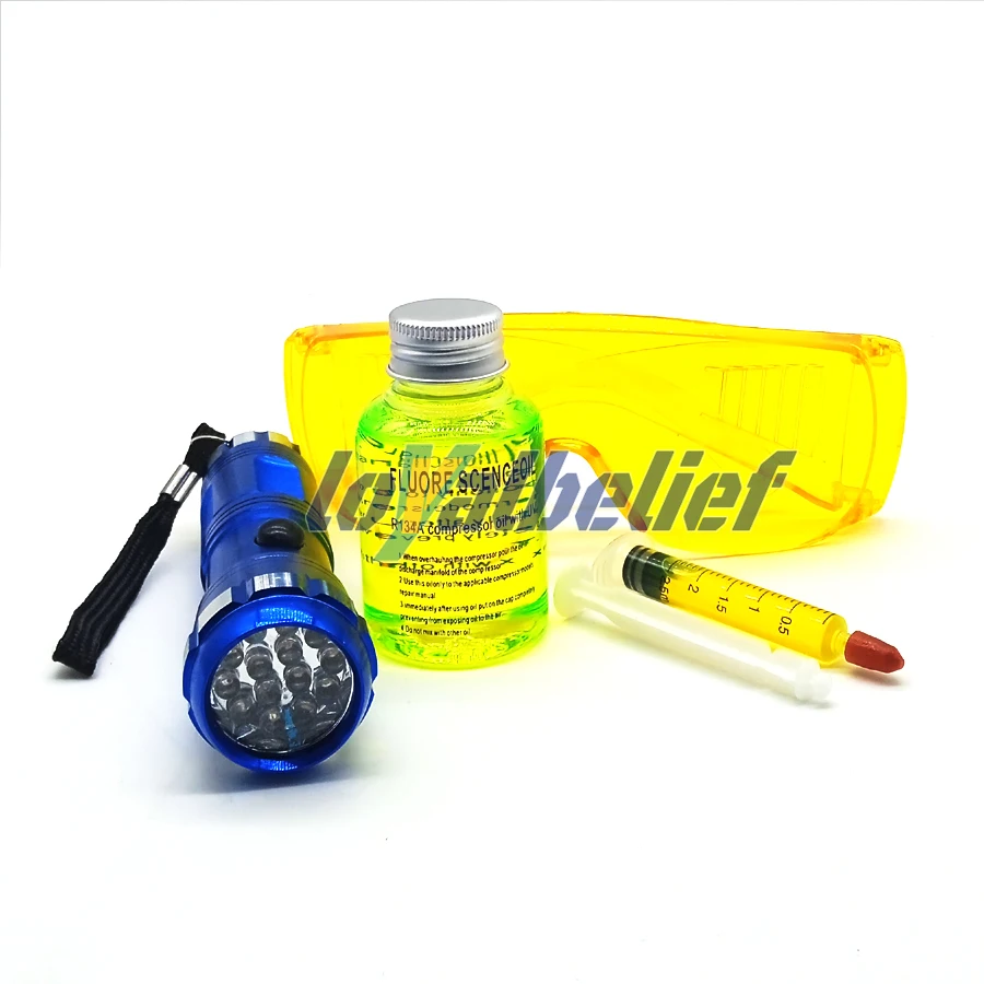 NEW Auto Fluorescent Leak Detection Tool Auto Air Conditioning Repair Tool R134a Refrigerant Gas A/C Leak Test Detector UV Dye