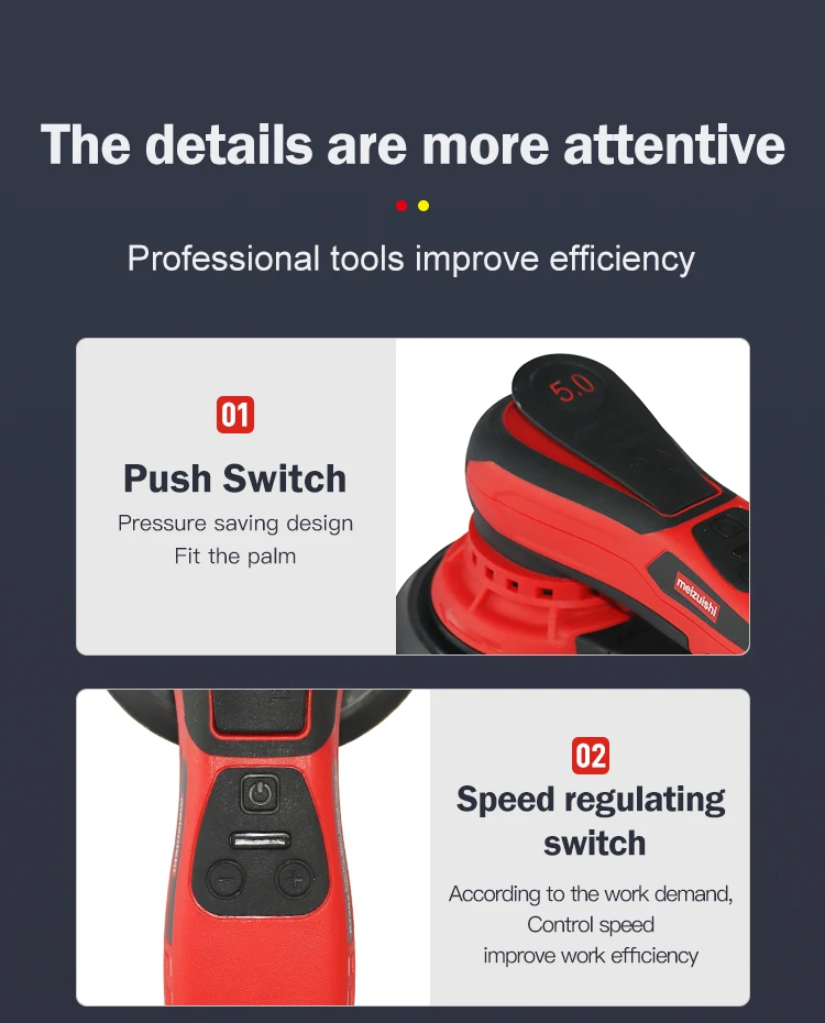 Automotive Brushless Mini Orbital Sander Orbital Grinder Concrete Grinder for Cars Wall Machine Eccentric Grinding Mach