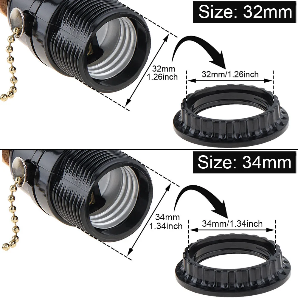 4pcs E26 / E27 Lampshade Collar Rings Threaded Candelabra Base Retainer Lock Light Shades Socket Reducing Ring Bulb Holder