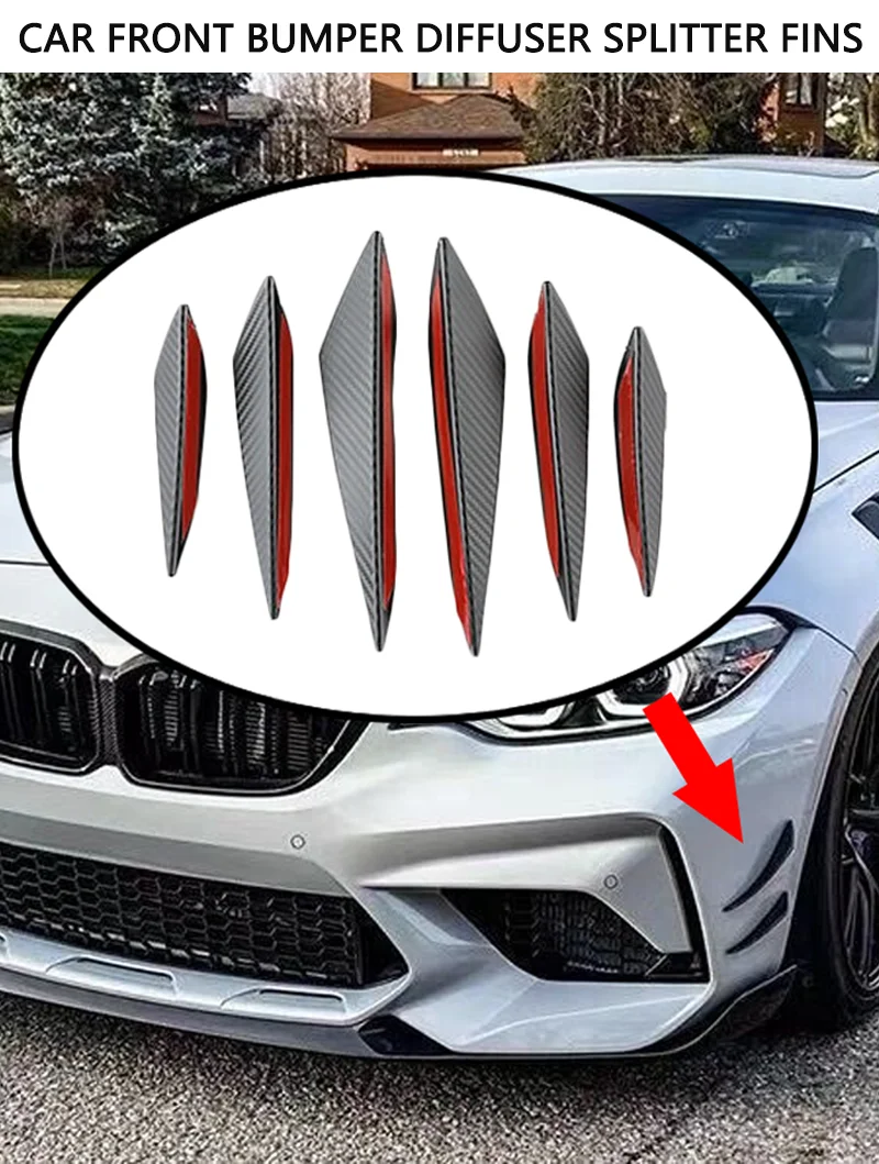 Car Front Bumper Rubber Lip Diffuser Splitter Fins Canards Wings Coche Body Stickers Auto Delanteros Strip Decoration
