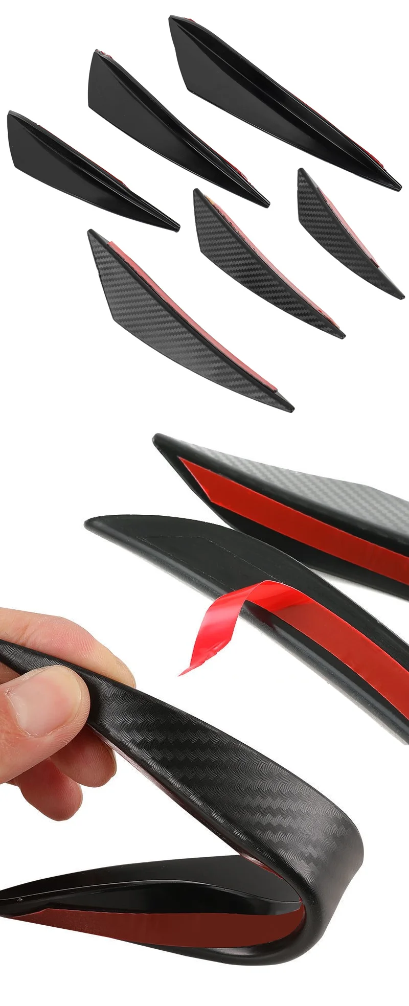 Car Front Bumper Rubber Lip Diffuser Splitter Fins Canards Wings Coche Body Stickers Auto Delanteros Strip Decoration