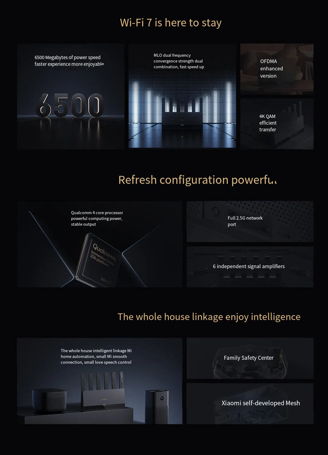 Xiaomi Mijia Router BE6500 WiFi 7 6500M Full 2.5G Network Port 4-core Qualcomm Processor loT Smart Linkage Network Security Home