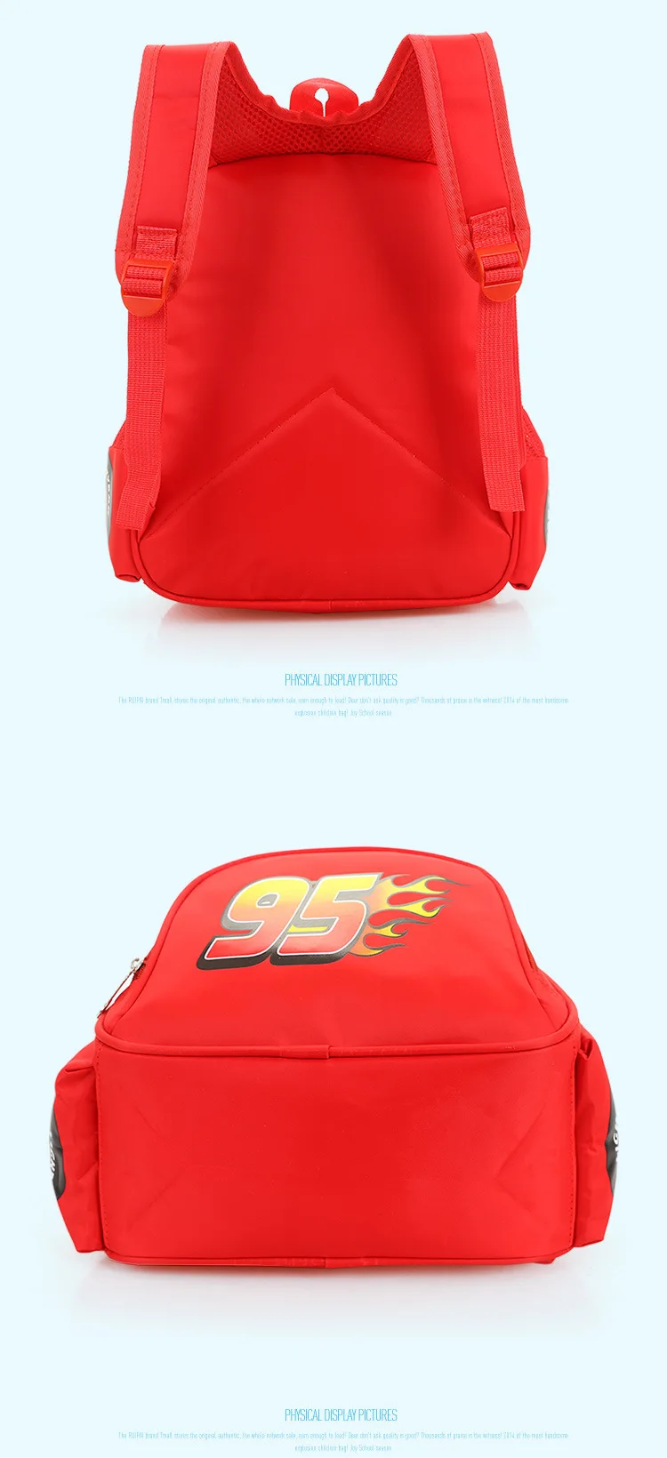 Disney car children's bag kindergarten boy safety backpack primary school students 3-6 years old