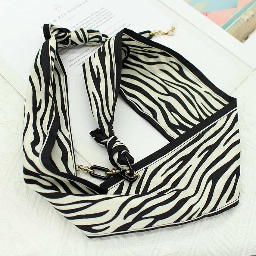Bohemi Acrylic Glasses Chain Ribbon Mask Lanyard Printing Silk Scarf Casual Eyeglass Chain Neck Glasses Accessories