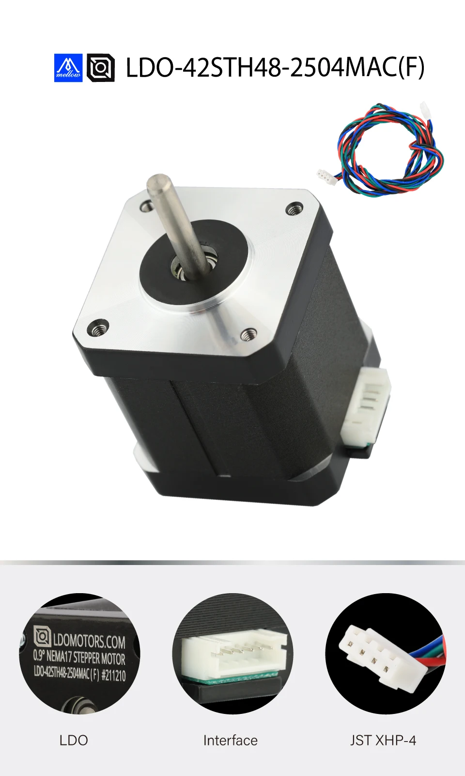 Mellow LDO 42STH48 2504MAC(F) 48MM Nema 17 Stepper Motor For 3D Printer Parts Voron Blv Ender 3 Prusa I3