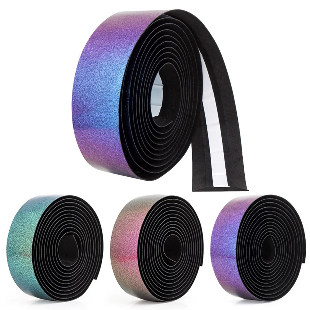 2pcs Chameleon Color Road Bike bar Tape EVA PU Bicycle Handlebar Tape Breathable Sweat Anti-Skid Shock Absorber Wrap Tape 2150mm