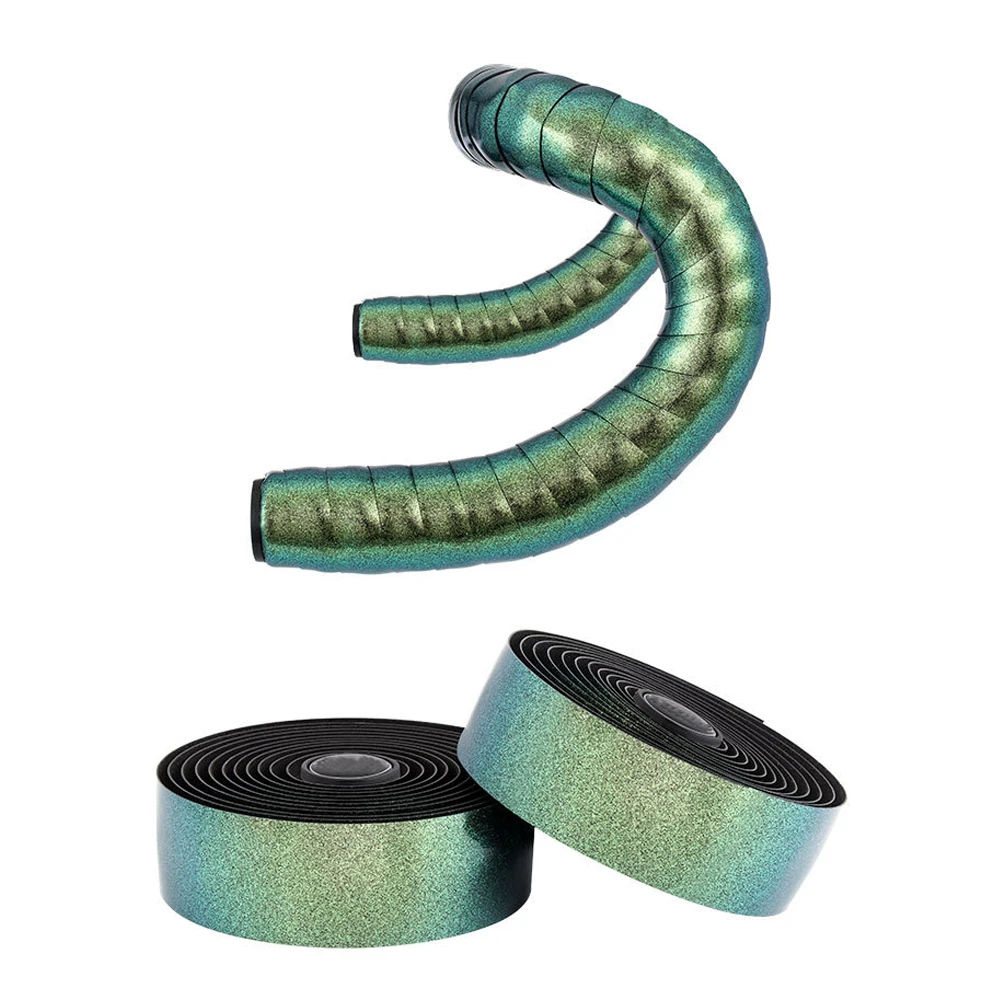 2pcs Chameleon Color Road Bike bar Tape EVA PU Bicycle Handlebar Tape Breathable Sweat Anti-Skid Shock Absorber Wrap Tape 2150mm