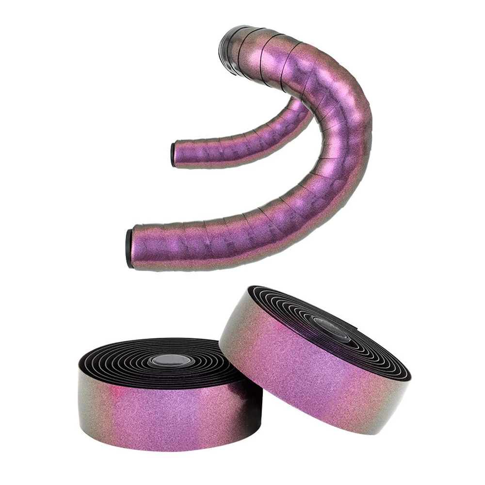2pcs Chameleon Color Road Bike bar Tape EVA PU Bicycle Handlebar Tape Breathable Sweat Anti-Skid Shock Absorber Wrap Tape 2150mm