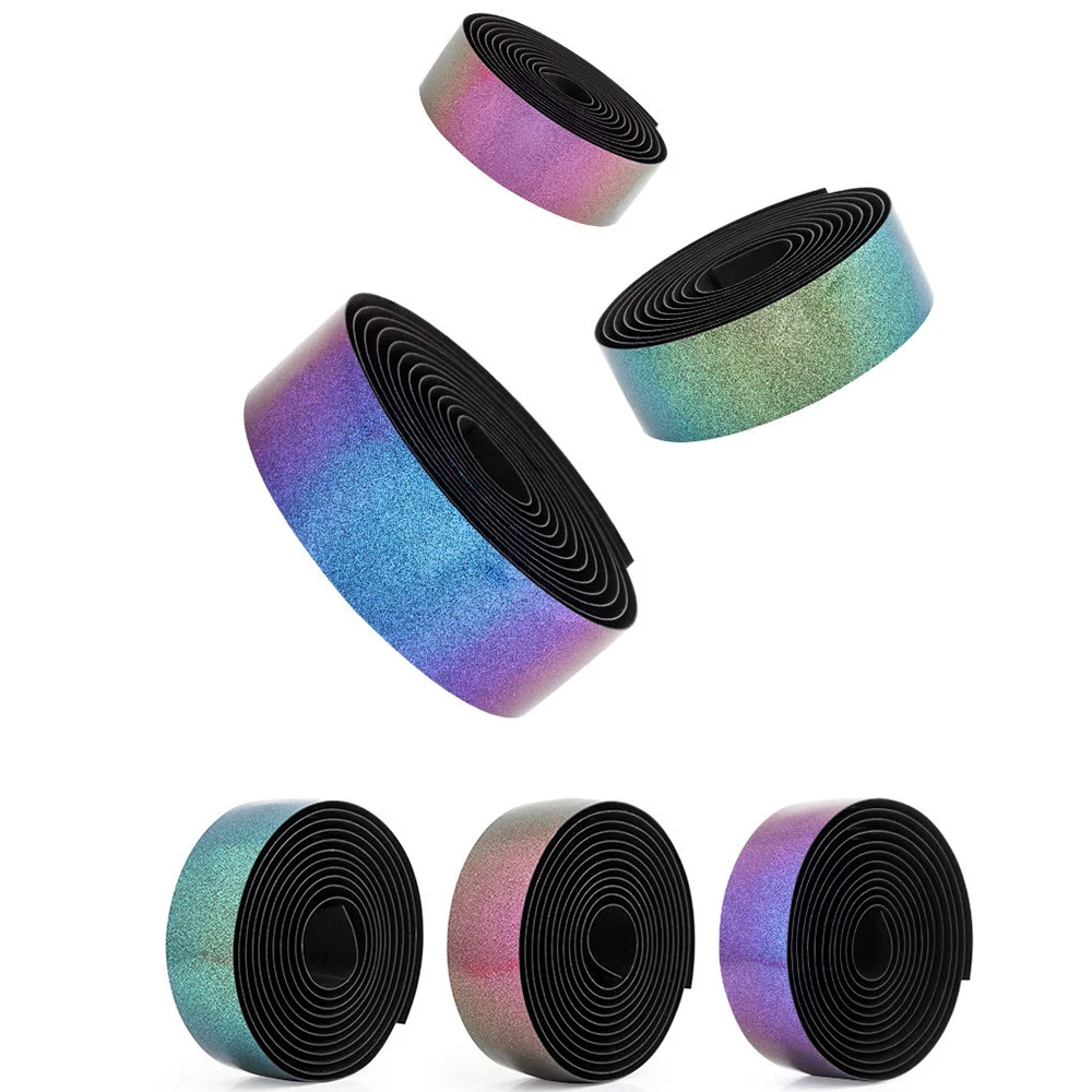 2pcs Chameleon Color Road Bike bar Tape EVA PU Bicycle Handlebar Tape Breathable Sweat Anti-Skid Shock Absorber Wrap Tape 2150mm