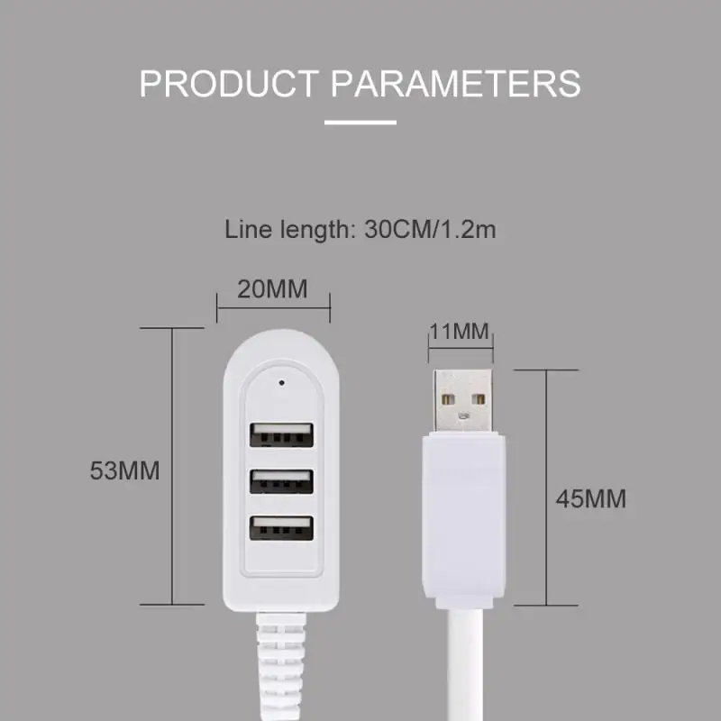 One for Three Brand New 3-port Multi-USB Hub 5V Splitter Charger Extension Cable External Extension Cable USB3.0 Splitter Hub
