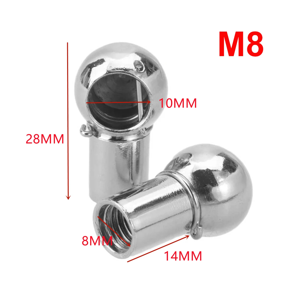 2Pcs Universal M6 M8 Gas Strut Rod End Fitting Ball Pin Connector Joint Valve Spring Holder for Car Boot Front Bonnet Trunk Home