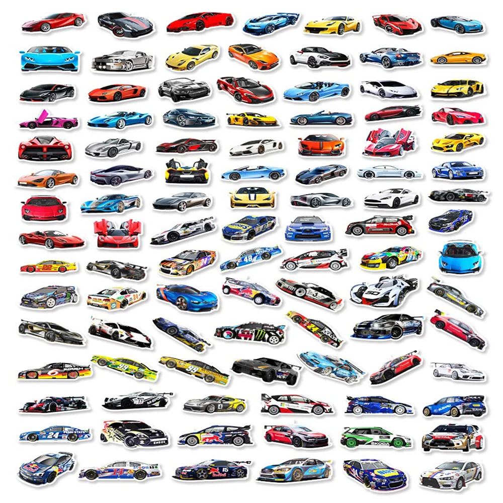 10/30/50/100PCS Cool Supercar Retrofit Racing Car Sticker DIY Diary Phone Laptop Luggage Skateboard Graffiti Decals Fun for Kid