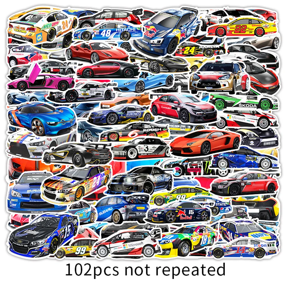 10/30/50/100PCS Cool Supercar Retrofit Racing Car Sticker DIY Diary Phone Laptop Luggage Skateboard Graffiti Decals Fun for Kid