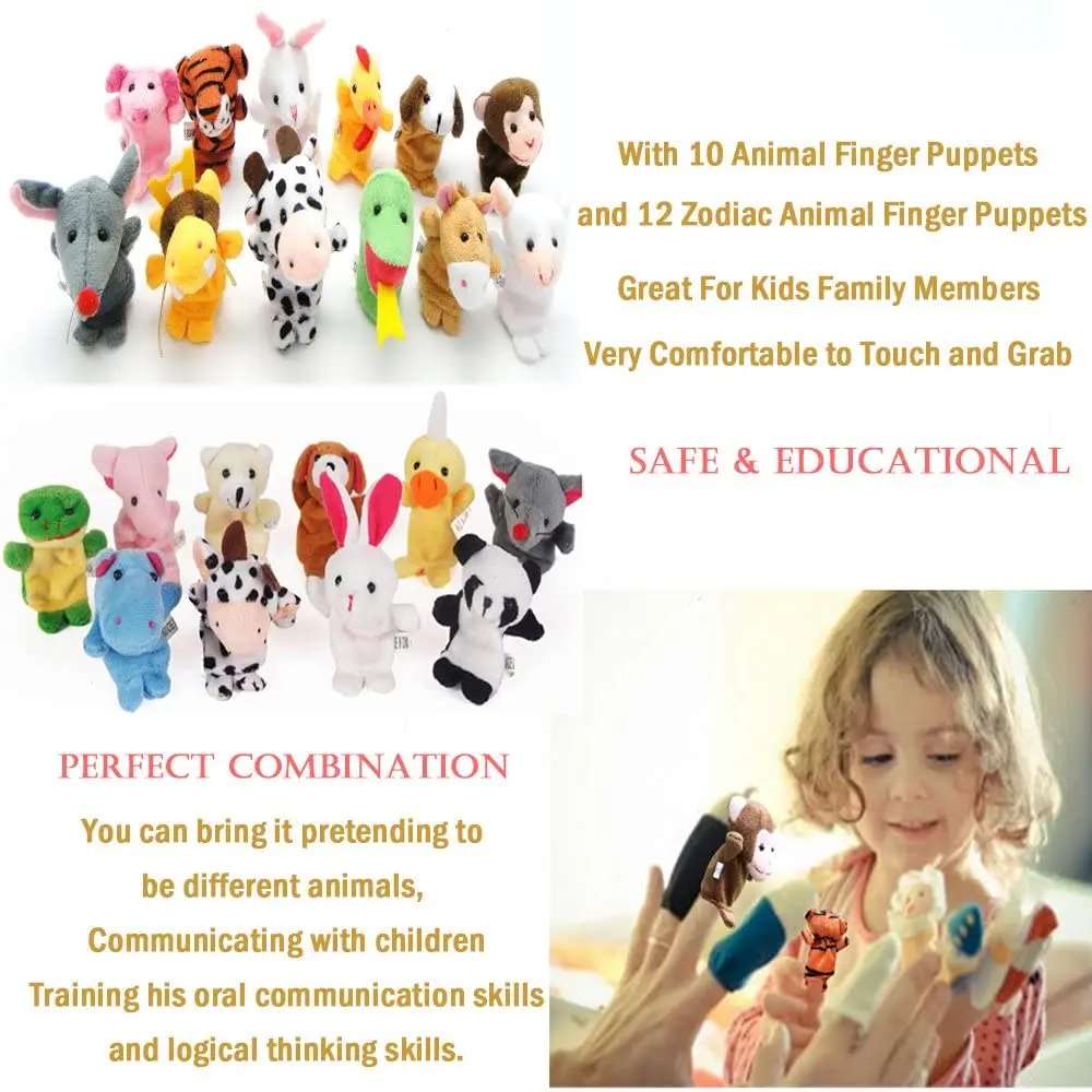 10 pcs Animals Finger Puppets Set Baby Plush Doll Hand Cartoon Family Hand Puppet Pigs Cloth Theater Educational Toys for Girls