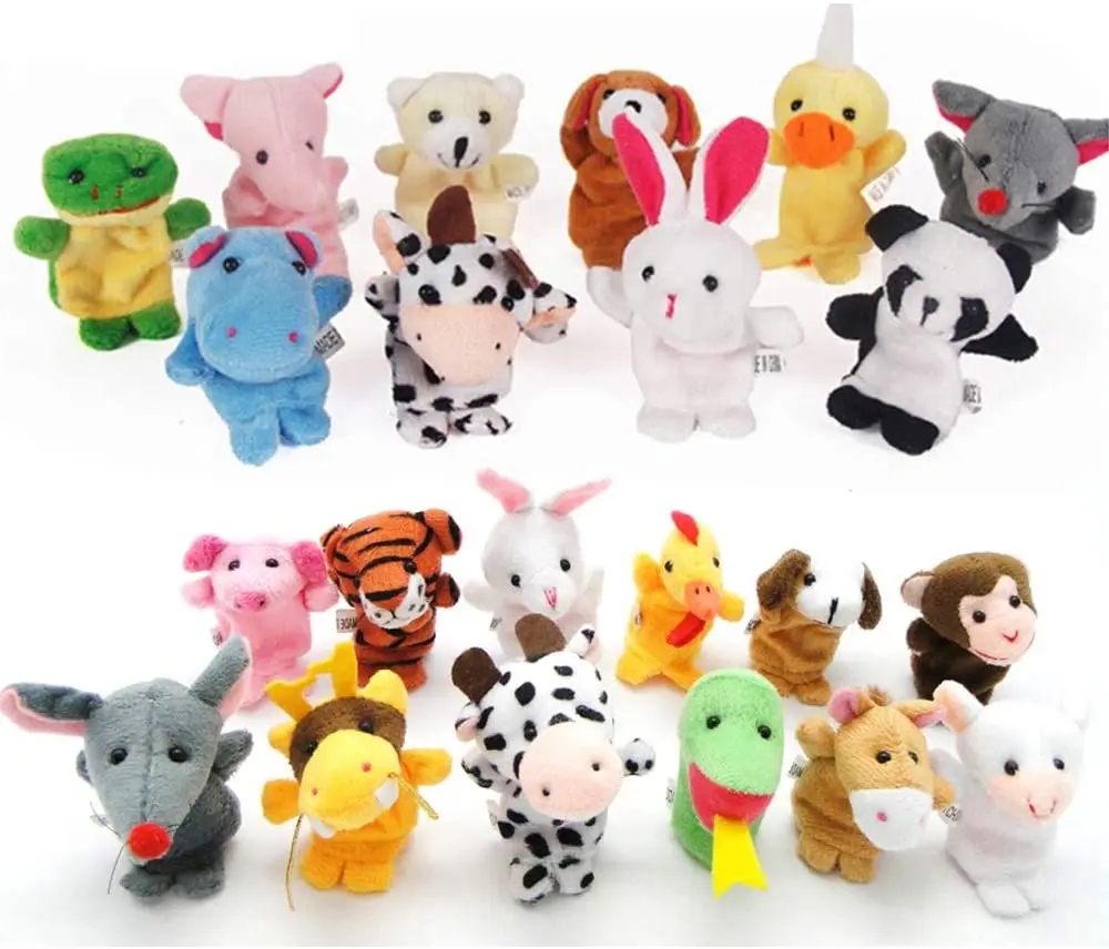 10 pcs Animals Finger Puppets Set Baby Plush Doll Hand Cartoon Family Hand Puppet Pigs Cloth Theater Educational Toys for Girls