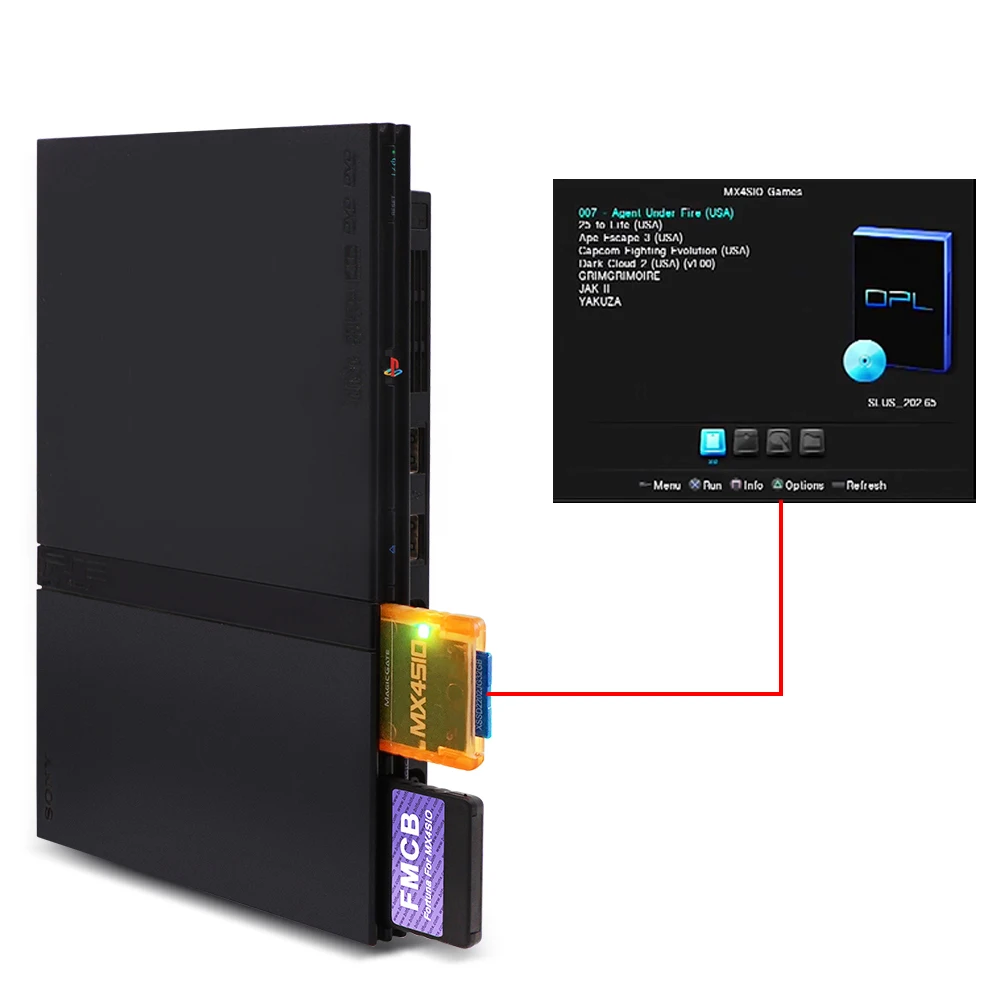 BitFunx Fortuna FMCB PS2 Card OPL 1.2.0 For MX4SIO SIO2SD TF/SD Card Adapter For Playstation2 Slim Game Consoles