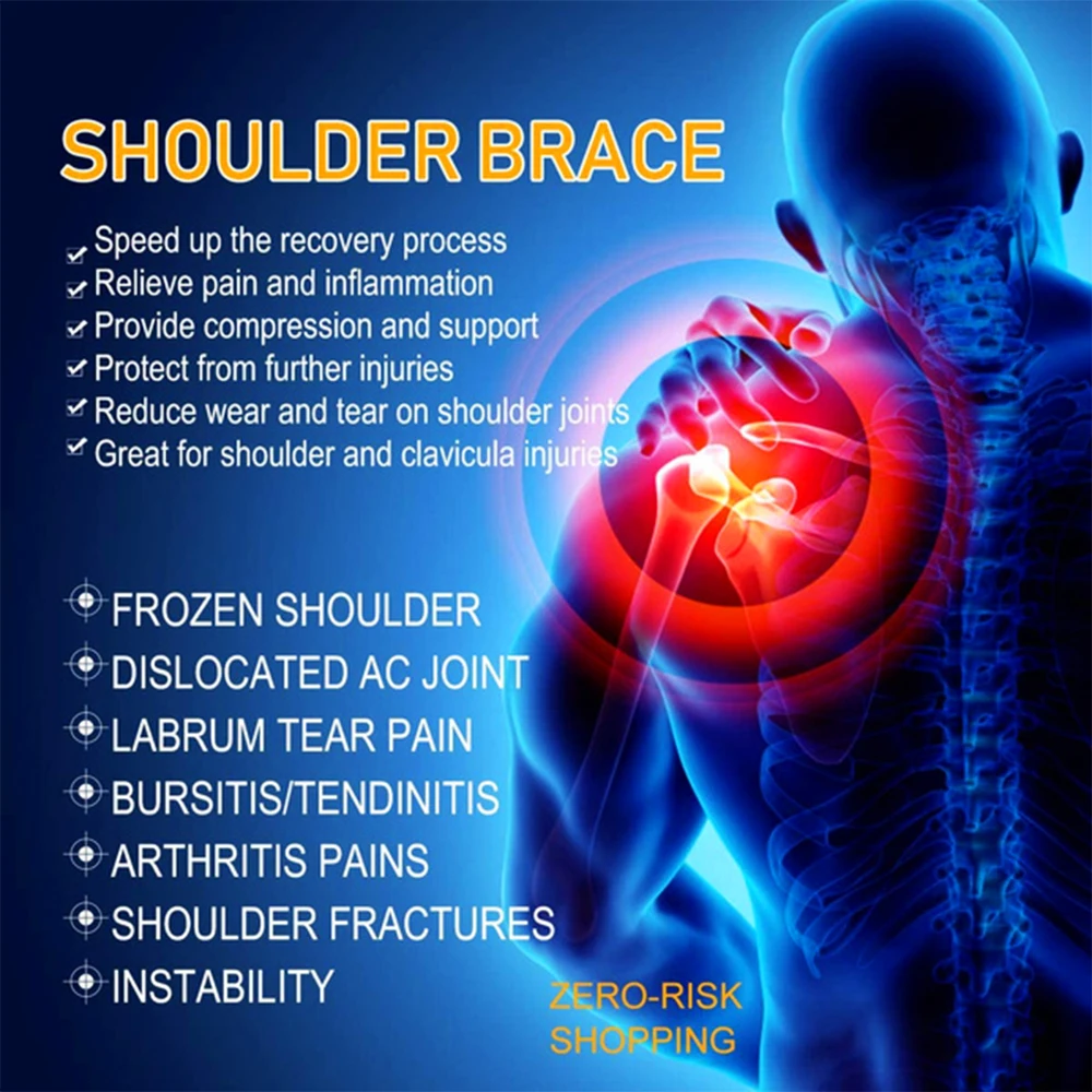 Adjustable Shoulder Stability Brace Light Breathable Neoprene Shoulder Support for Dislocated AC Joint,Labrum Tear,Shoulder Pain