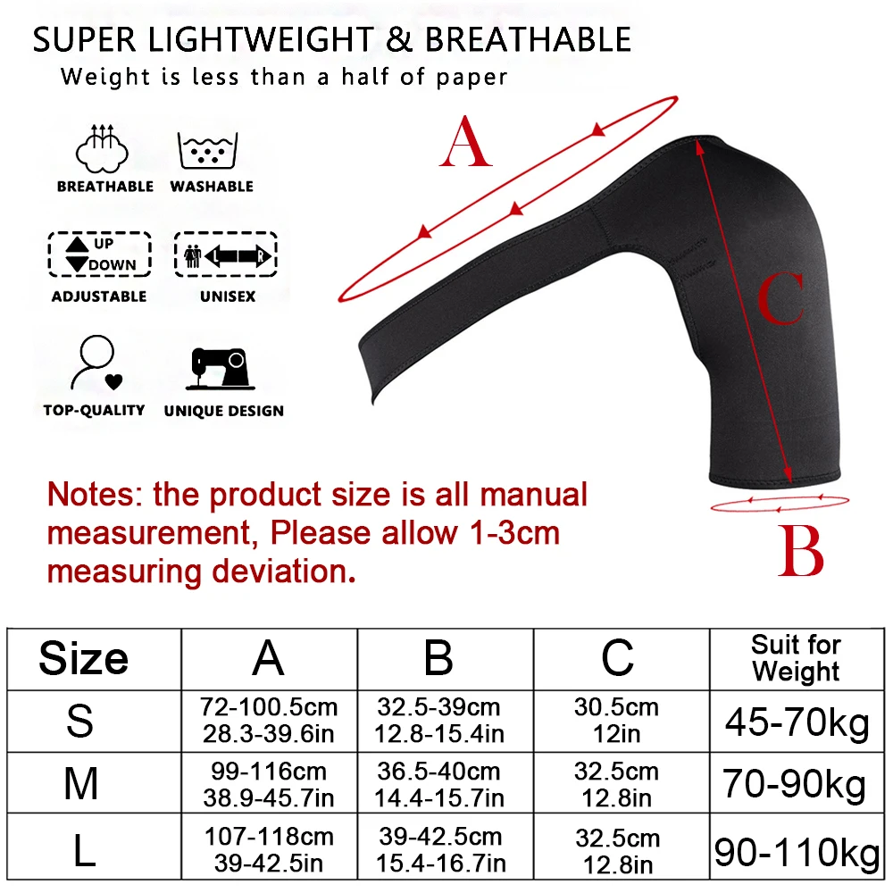 Adjustable Shoulder Stability Brace Light Breathable Neoprene Shoulder Support for Dislocated AC Joint,Labrum Tear,Shoulder Pain