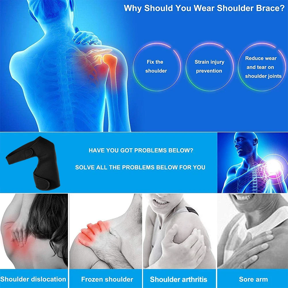 Adjustable Shoulder Stability Brace Light Breathable Neoprene Shoulder Support for Dislocated AC Joint,Labrum Tear,Shoulder Pain