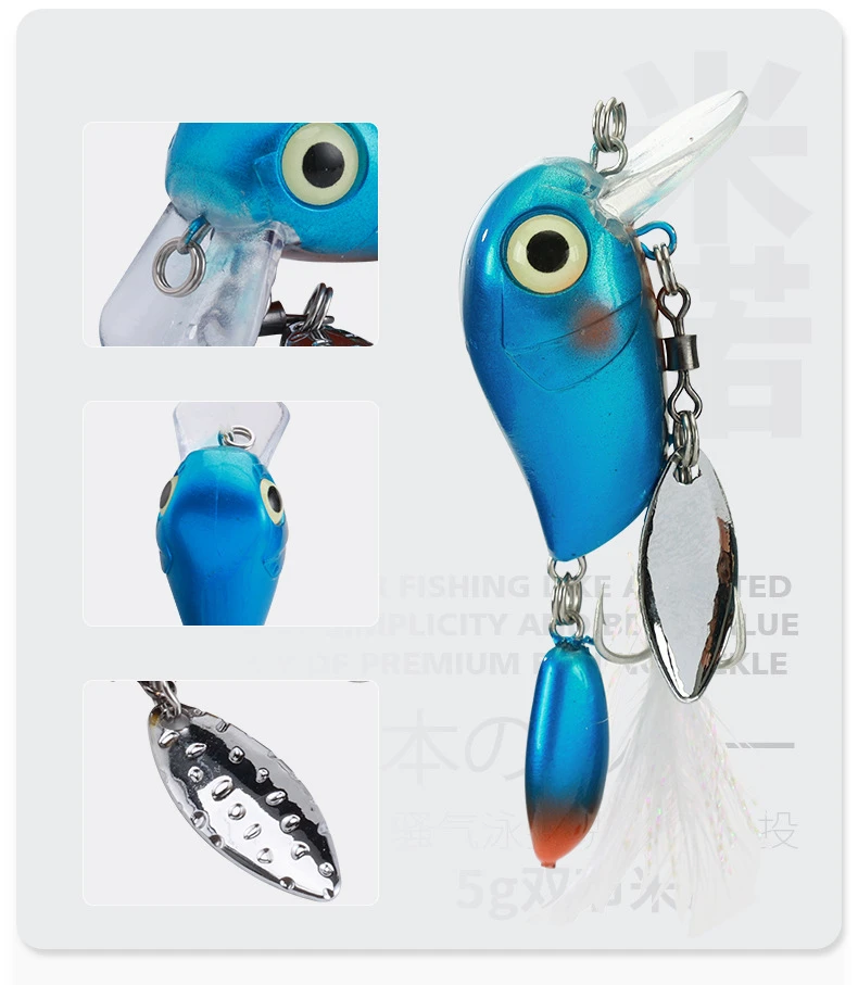 Micro Tappy Metal Sequins Metal Rotating Spinner Spoon Fishing Lures 3.8cm 5g Floating Wobblers Crankbait Bass Trout