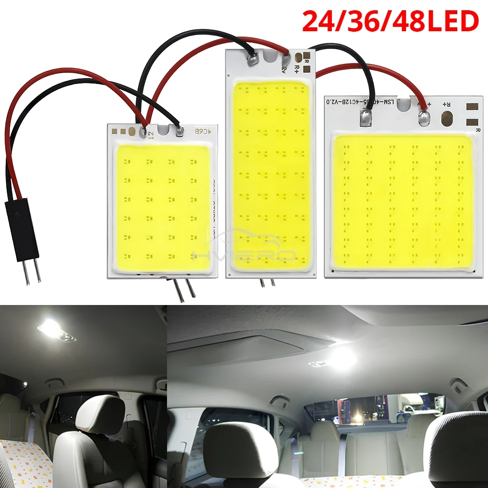 2X Car Interior Reading Dome Accessories Trunk Reverse Led T10 COB W5W C5W 12V 24Led Panel Lamp Door Festoon License Plate Light