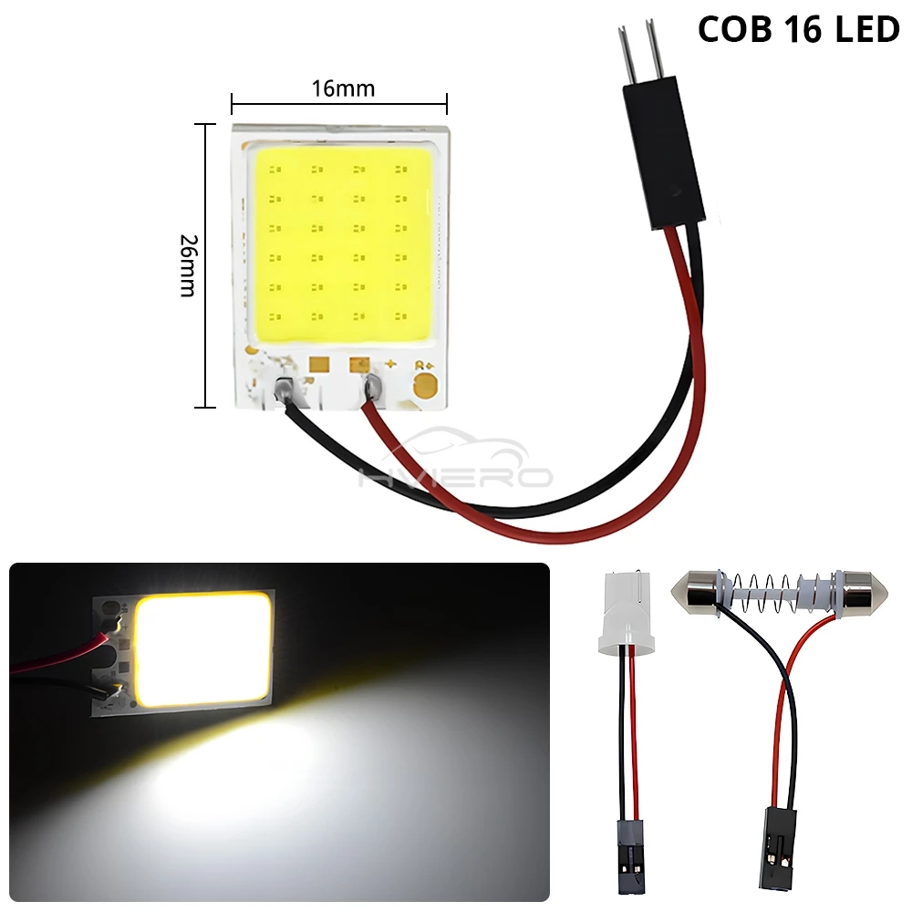2X Car Interior Reading Dome Accessories Trunk Reverse Led T10 COB W5W C5W 12V 24Led Panel Lamp Door Festoon License Plate Light