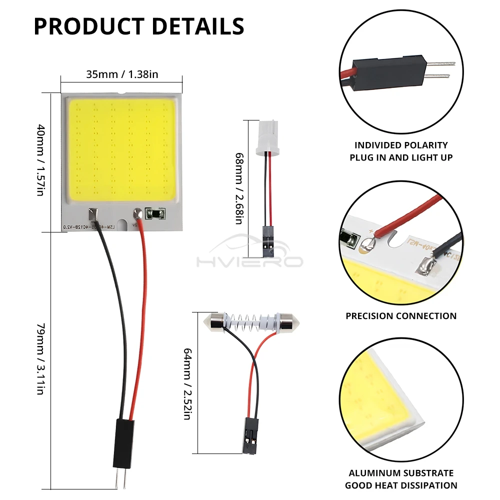 2X Car Interior Reading Dome Accessories Trunk Reverse Led T10 COB W5W C5W 12V 24Led Panel Lamp Door Festoon License Plate Light