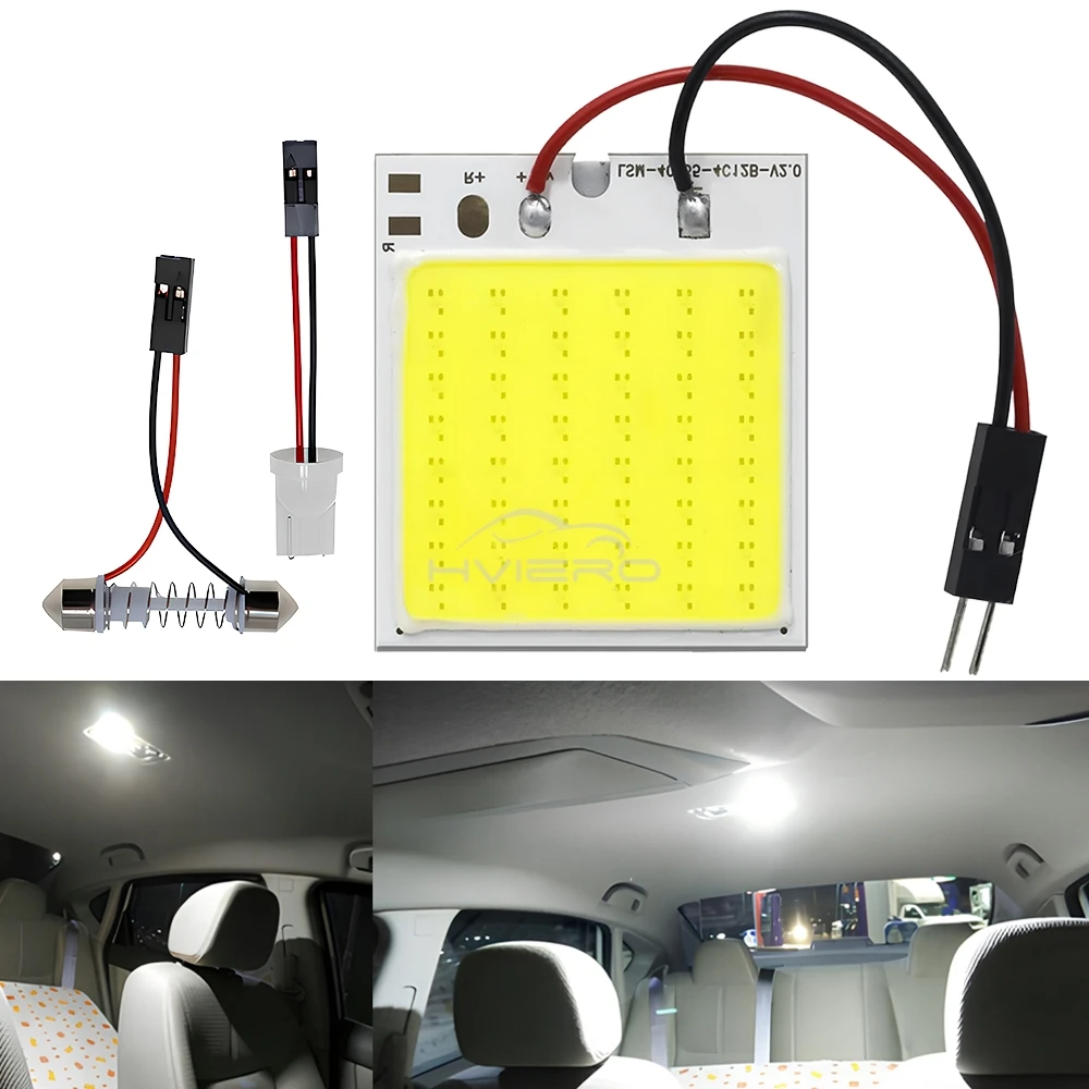 2X Car Interior Reading Dome Accessories Trunk Reverse Led T10 COB W5W C5W 12V 24Led Panel Lamp Door Festoon License Plate Light