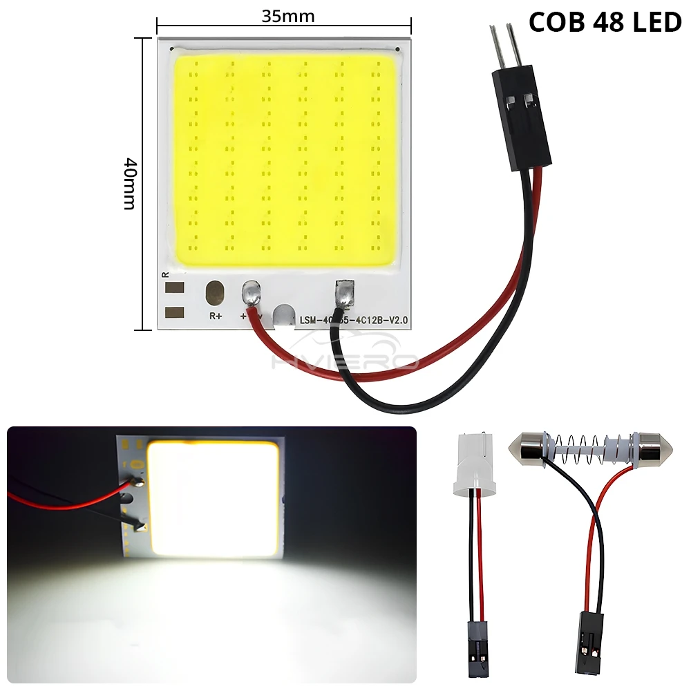 2X Car Interior Reading Dome Accessories Trunk Reverse Led T10 COB W5W C5W 12V 24Led Panel Lamp Door Festoon License Plate Light