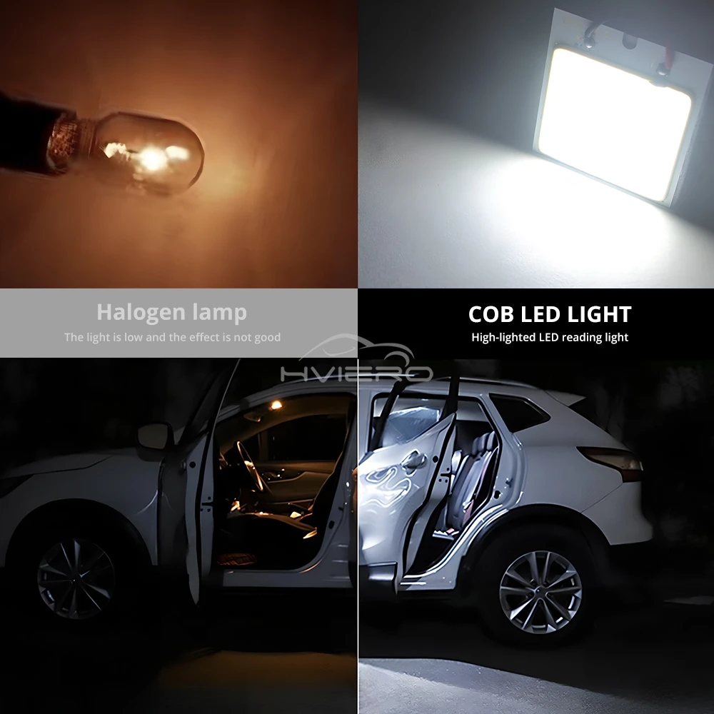 2X Car Interior Reading Dome Accessories Trunk Reverse Led T10 COB W5W C5W 12V 24Led Panel Lamp Door Festoon License Plate Light