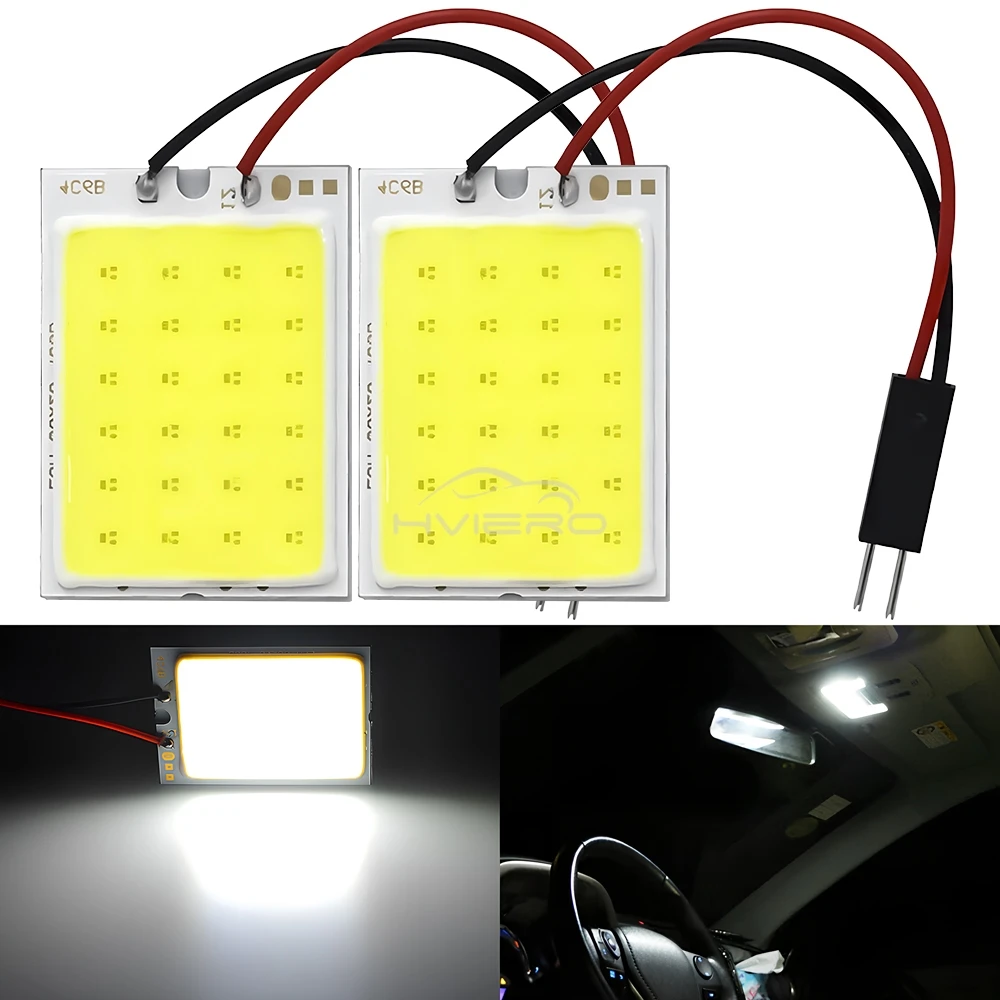 2X Car Interior Reading Dome Accessories Trunk Reverse Led T10 COB W5W C5W 12V 24Led Panel Lamp Door Festoon License Plate Light