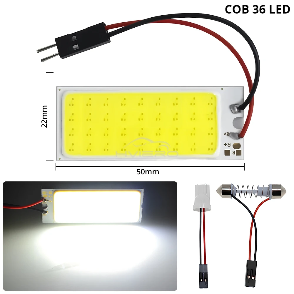 2X Car Interior Reading Dome Accessories Trunk Reverse Led T10 COB W5W C5W 12V 24Led Panel Lamp Door Festoon License Plate Light