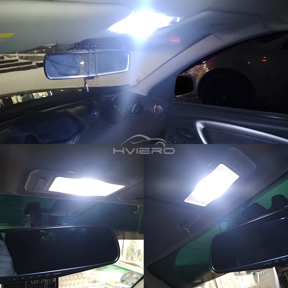 2X Car Interior Reading Dome Accessories Trunk Reverse Led T10 COB W5W C5W 12V 24Led Panel Lamp Door Festoon License Plate Light