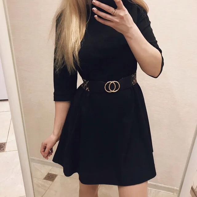 Women's Girdle Elastic Stretch Wide Waist Belts W Double Rings Buckle Cummerbunds Ladies
