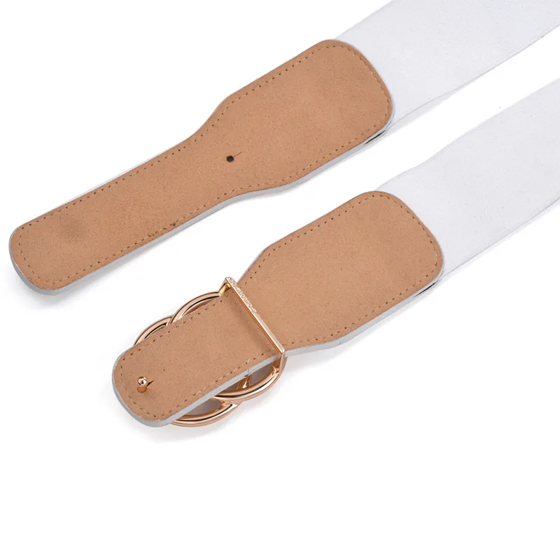 Women's Girdle Elastic Stretch Wide Waist Belts W Double Rings Buckle Cummerbunds Ladies