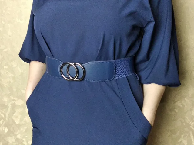 Women's Girdle Elastic Stretch Wide Waist Belts W Double Rings Buckle Cummerbunds Ladies