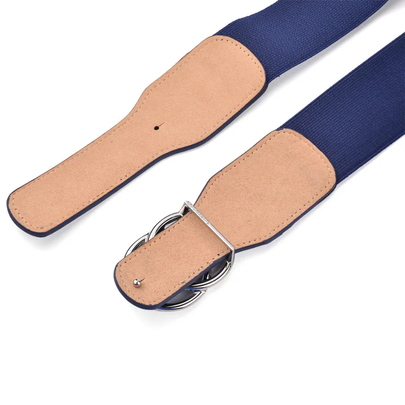 Women's Girdle Elastic Stretch Wide Waist Belts W Double Rings Buckle Cummerbunds Ladies