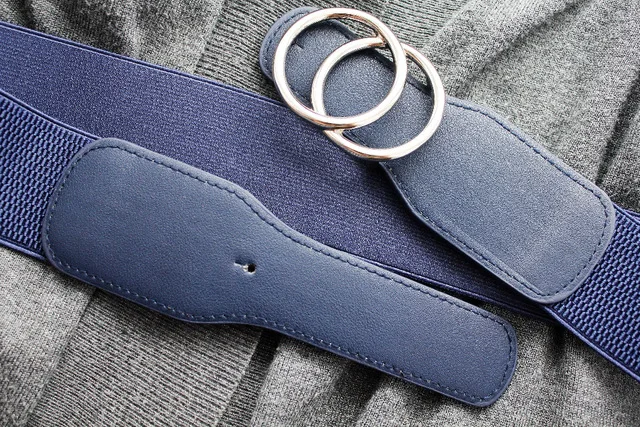 Women's Girdle Elastic Stretch Wide Waist Belts W Double Rings Buckle Cummerbunds Ladies
