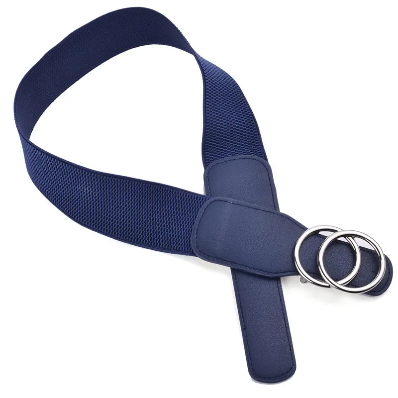 Women's Girdle Elastic Stretch Wide Waist Belts W Double Rings Buckle Cummerbunds Ladies