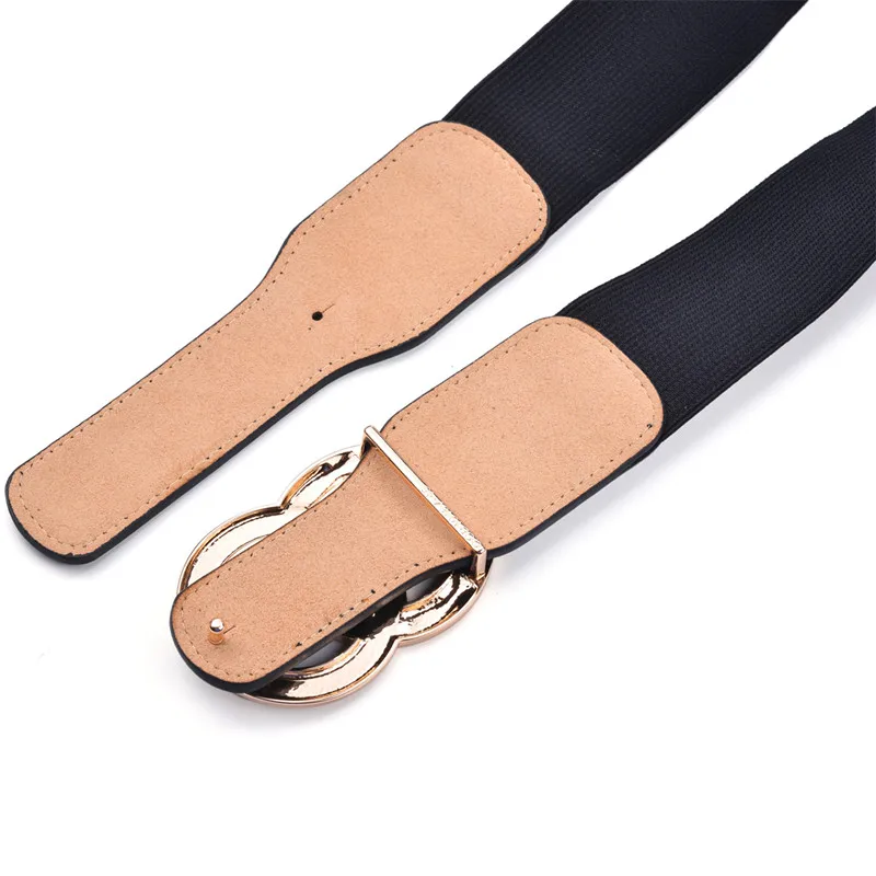 Women's Girdle Elastic Stretch Wide Waist Belts W Double Rings Buckle Cummerbunds Ladies