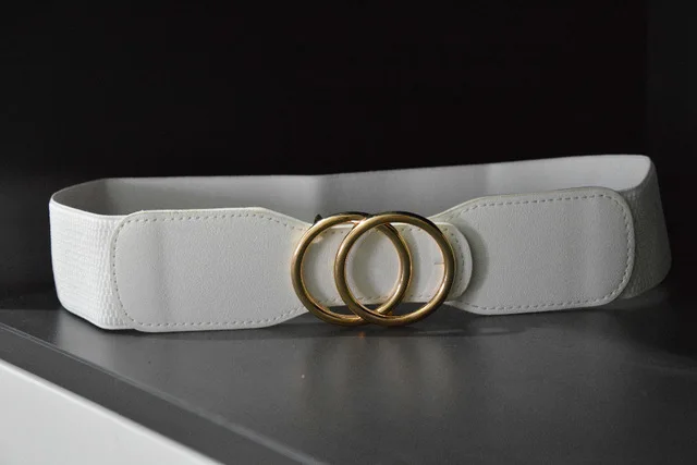 Women's Girdle Elastic Stretch Wide Waist Belts W Double Rings Buckle Cummerbunds Ladies