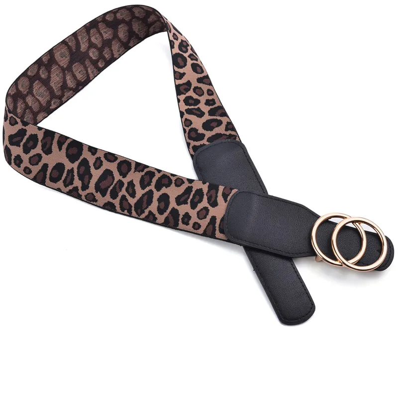 Women's Girdle Elastic Stretch Wide Waist Belts W Double Rings Buckle Cummerbunds Ladies