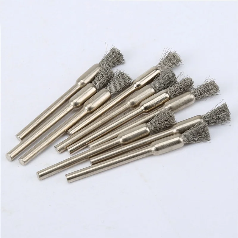 10 Pcs Wheel Wire Pen Brush Steel Cup Rotary Tool Polishing Set Accessories Kit For Cleaning Grinding Polished