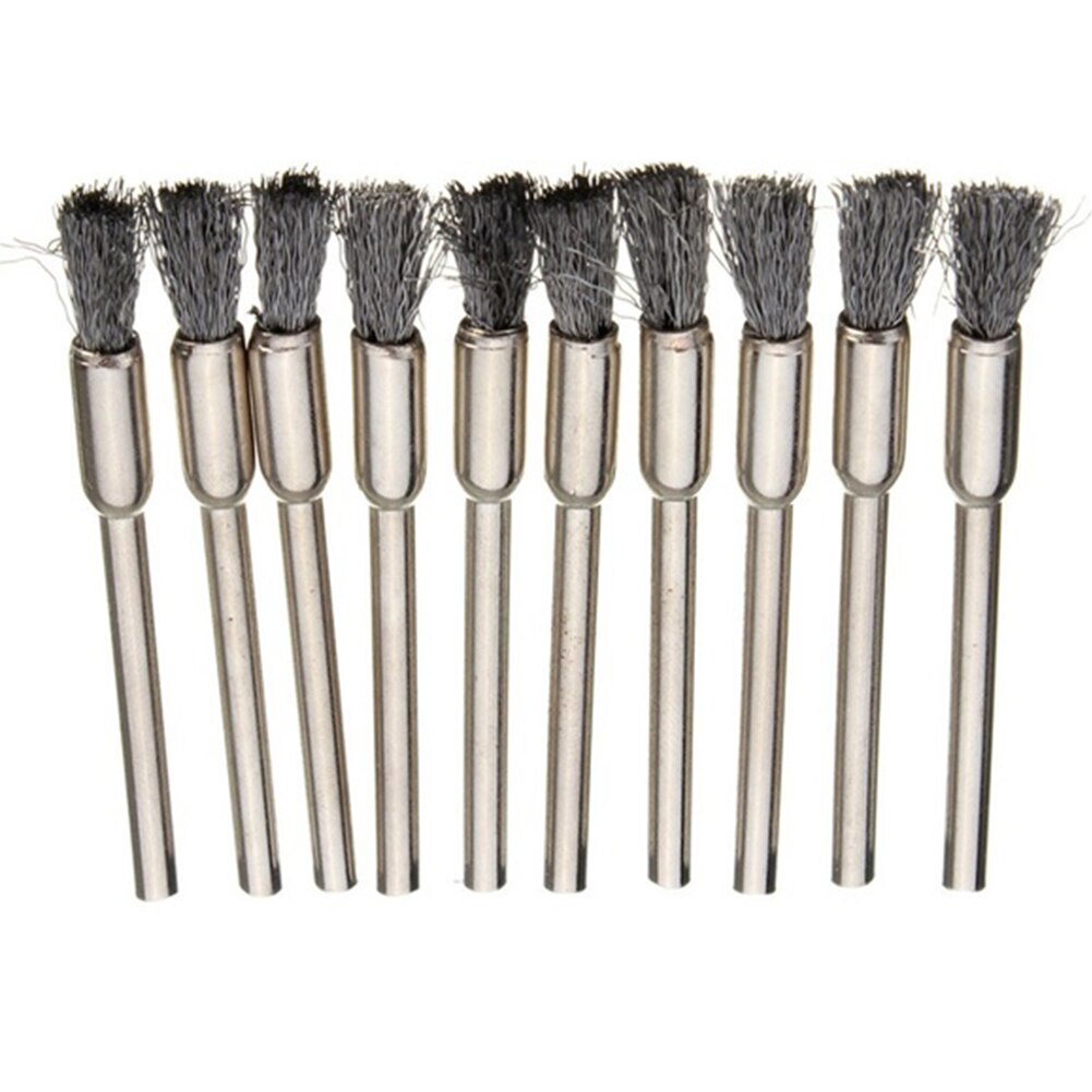 10 Pcs Wheel Wire Pen Brush Steel Cup Rotary Tool Polishing Set Accessories Kit For Cleaning Grinding Polished