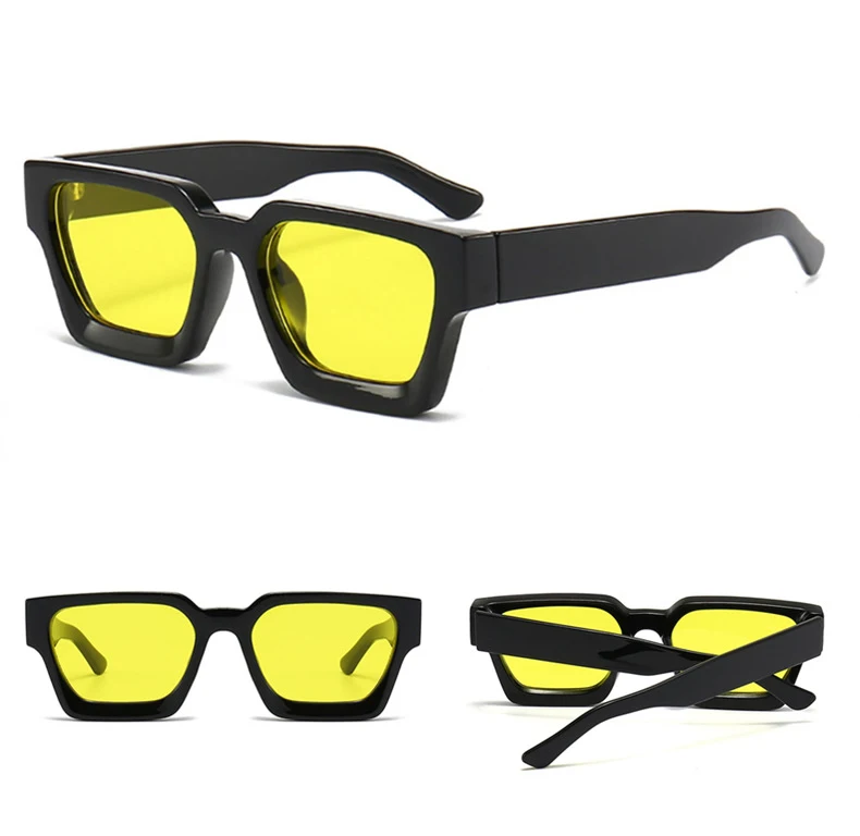 SO&EI Fashion Square Women Luxury Sunglasses Retro Brand Designer Men Trending Leopard Blue Green Sun Glasses Shades UV400