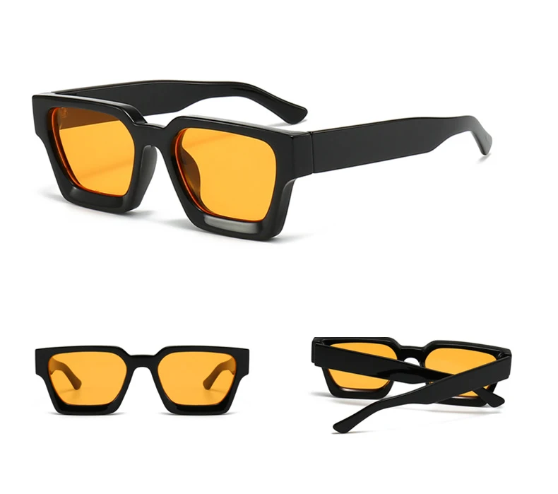 SO&EI Fashion Square Women Luxury Sunglasses Retro Brand Designer Men Trending Leopard Blue Green Sun Glasses Shades UV400